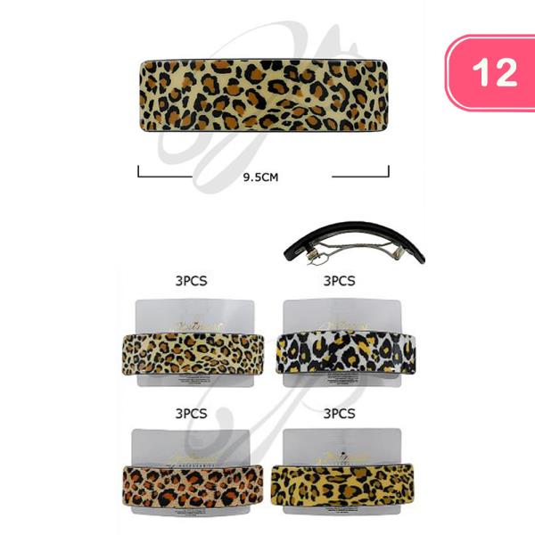 ANIMAL PRINT BARRETTE CLIP HAIR PIN (12 UNITS)