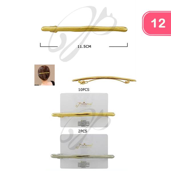 METALLIC ORGANIC TWIG SHAPE BARRETTE CLIP HAIR PIN (12 UNITS)