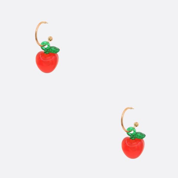 DAINTY APPLE OPEN HOOP EARRING