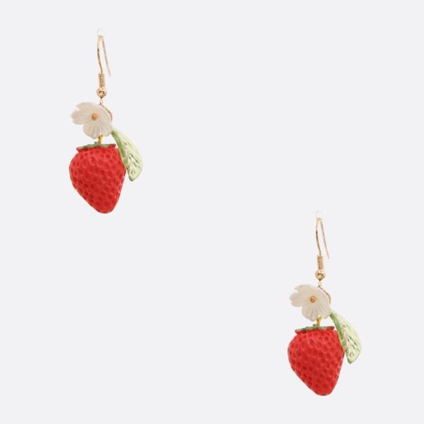 STRAWBERRY FLOWER DANGLE EARRING