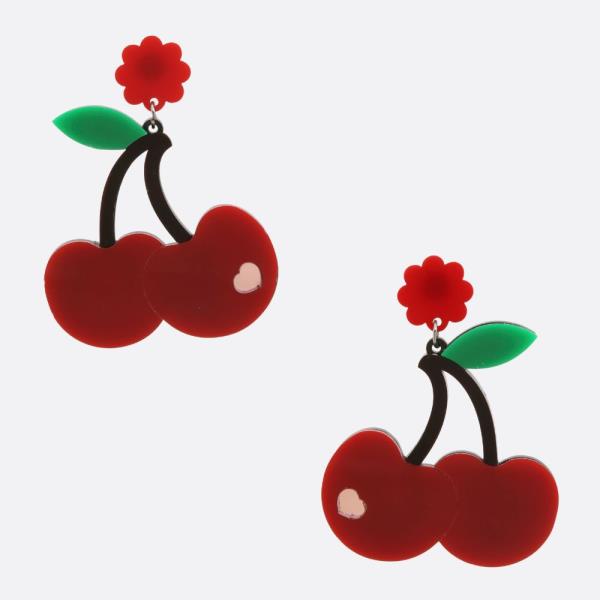 CHERRY FLOWER DANGLE EARRING