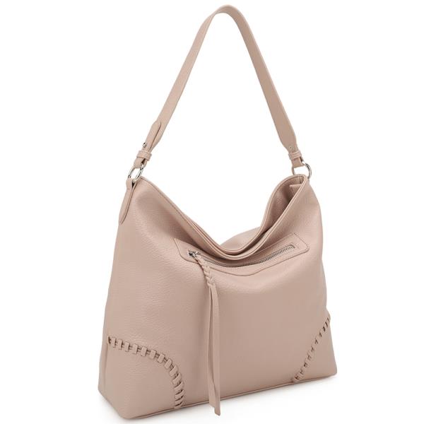 PLAIN ZIPPER SHOULDER HOBO BAG