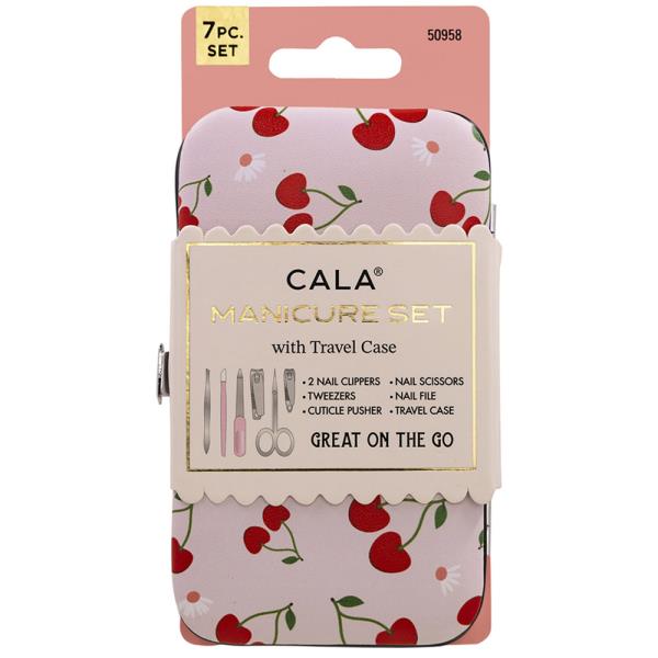 CALA MANICURE SET W TRAVEL CASE (CHERRY PRINTED)