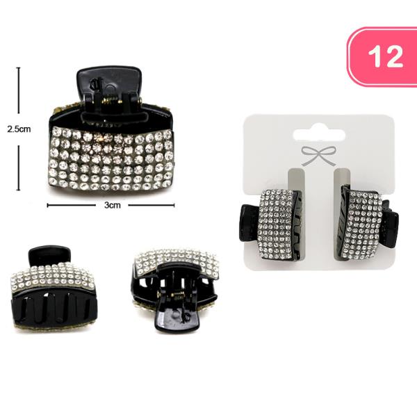 RHINESTONE HAIR CLAW CLIP GRID RECTANGLE (12 UNITS)