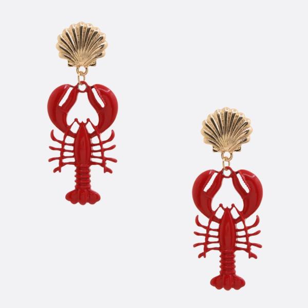 LOBSTER SEASHELL DANGLE EARRING