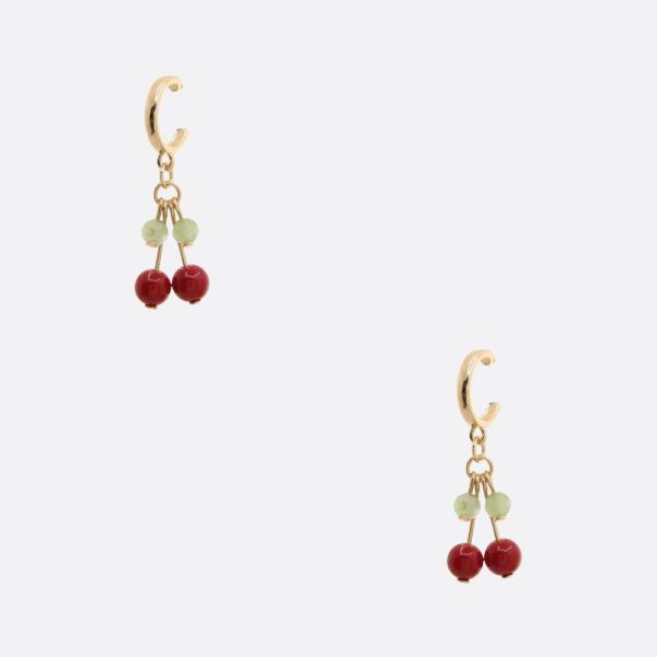 CHERRY OPEN HOOP EARRING