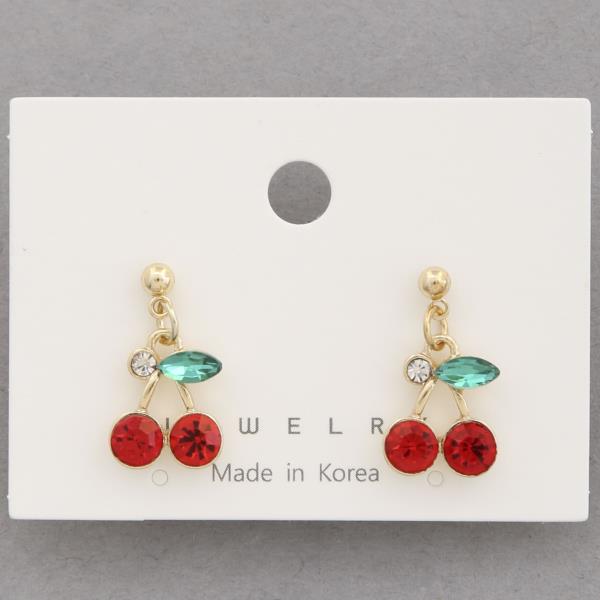 RHINESTONE CHERRY EARRING