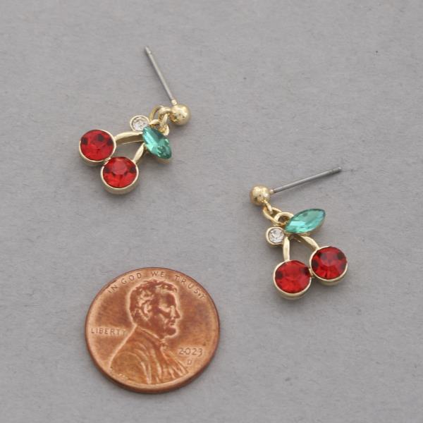 RHINESTONE CHERRY EARRING