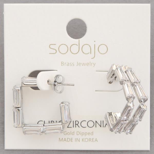 SODAJO CZ DOUBLE HOOP GOLD DIPPED EARRING