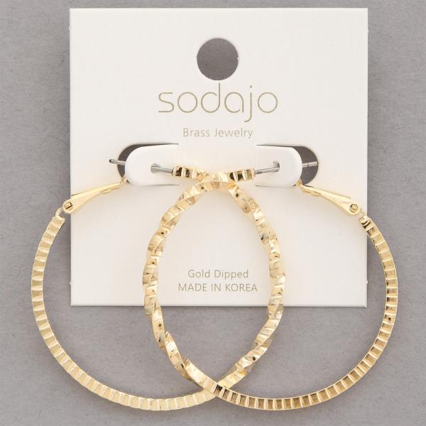 SODAJO TEXTURED GOLD DIPPED HOOP EARRING