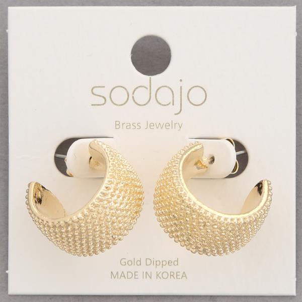 SODAJO TEXTURED WIDE HOOP GOLD DIPPED EARRING