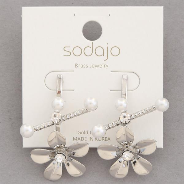 SODAJO FLOWER PEARL BEAD GOLD DIPPED EARRING