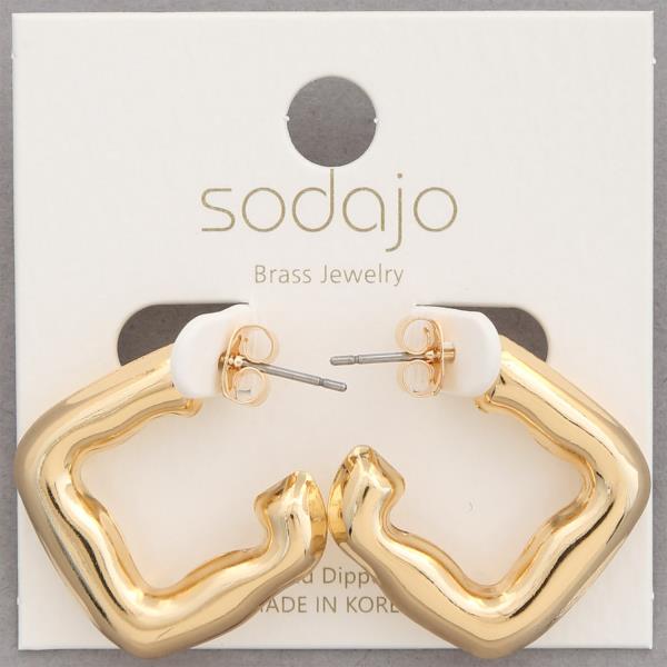 SODAJO OPEN SQUARE SHAPE GOLD DIPPED EARRING