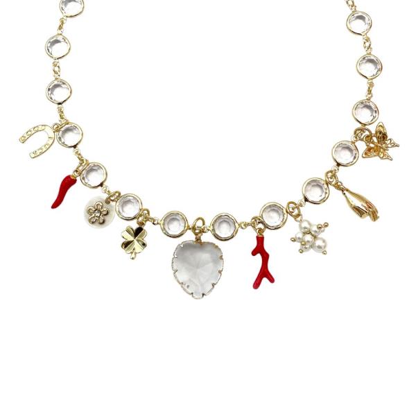 HEART MIXED CHARM CRYSTAL NECKLACE