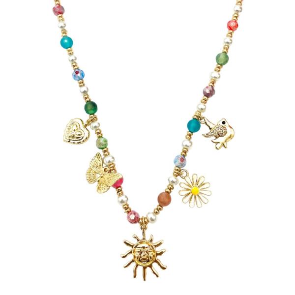 SUN MIXED CHARM BEADED NECKLACE