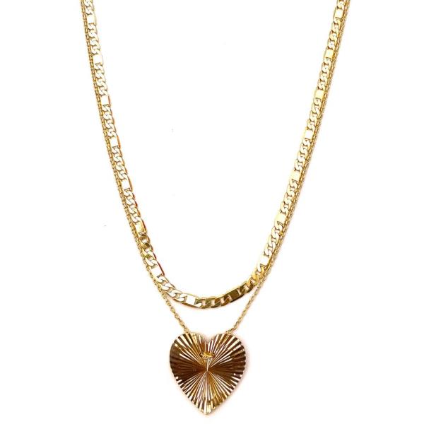 HEART PENDANT METAL LAYERED NECKLACE