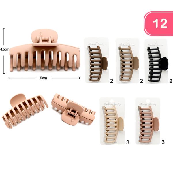 PLASTIC MATTE HAIR CLAW CLIP (12 UNITS)