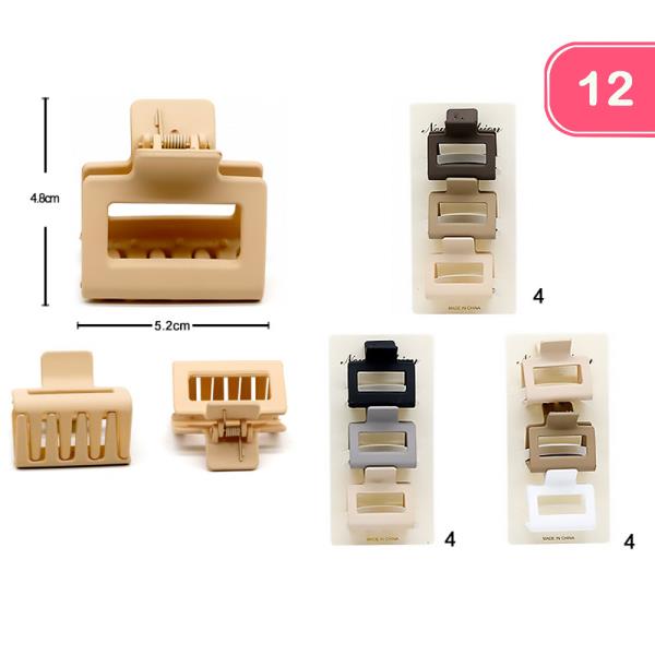 PLASTIC MATTE CLAW CLIP RECTANGLE STACKED SET (12 UNITS)