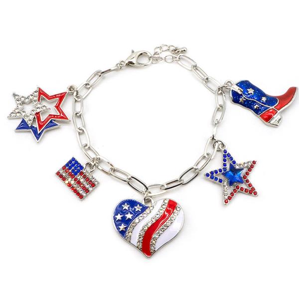 METAL STAR AMERICAN FLAG BOOT LINK BRACELET