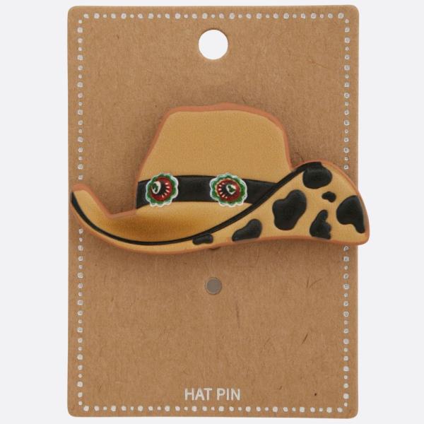 WESTERN COWBOY HAT TOOLED LEATHER HAT PIN