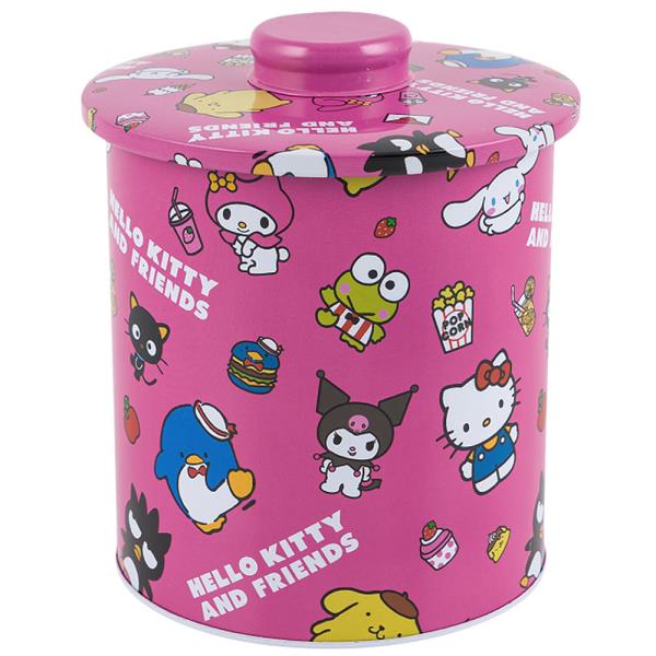 HELLO KITTY AND FRIENDS TIN ROUND DESSERTS CANISTER WITH LID