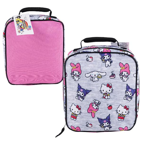 HELLO KITTY AND FRIENDS RECTANGULAR PINK AND GREY LUNCH BAG