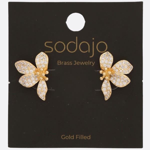 SODAJO FLOWER CRYSTAL GOLD FILLED EARRING