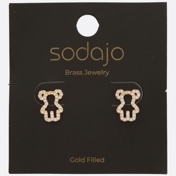 SODAJO TEDDY BEAR CRYSTAL GOLD FILLED EARRING