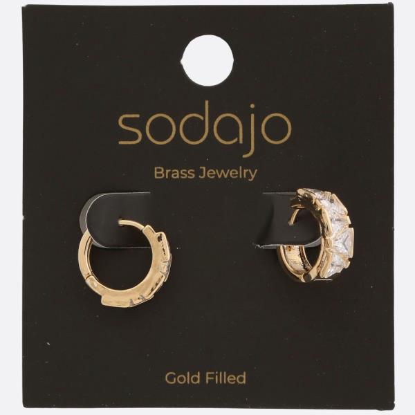 SODAJO CRYSTAL HUGGIE GOLD FILLED EARRING