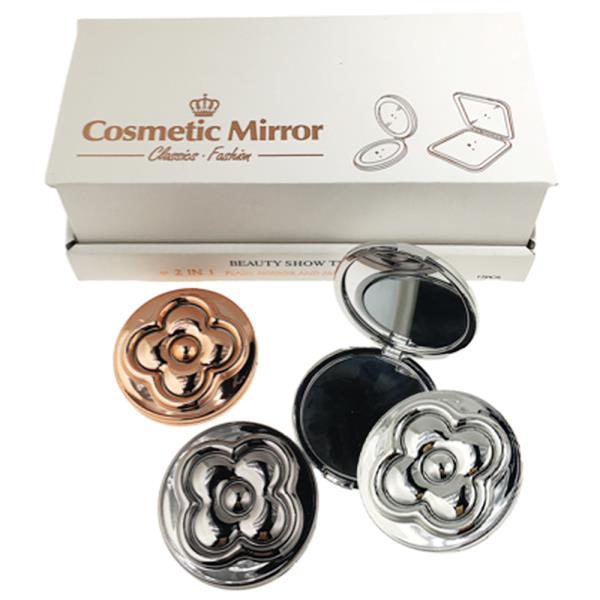 2IN1 APLANE MIRROR AND MAGNIFYING GLASS ROUND FLORAL METALLIC (12 UNITS)