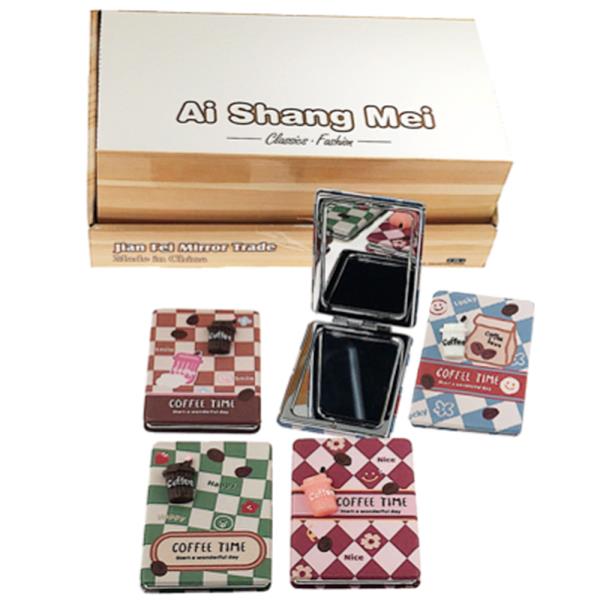 2IN1 APLANE MIRROR AND MAGNIFYING GLASS CHECKER COFFEE TIME (12 UNITS)