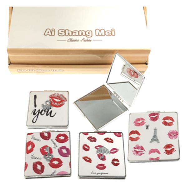 2IN1 APLANE MIRROR AND MAGNIFYING GLASS KISS LIPS (12 UNITS)