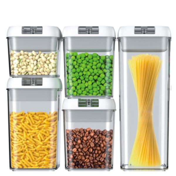 PLASTIC COFFEE PASTA PEAS PISTACHIO AIRTIGHT FLIP-TOP LID CLEAR RECTANGULAR FOOD STORAGE CONTAINER SET