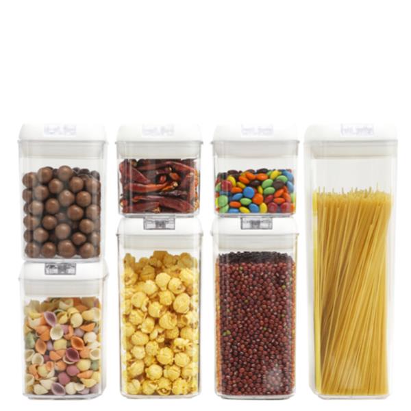 PLASTIC CANDY CHILI PASTA BEANS AIRTIGHT LID STACKABLE DESIGN KITCHEN STORAGE CONTAINER SET