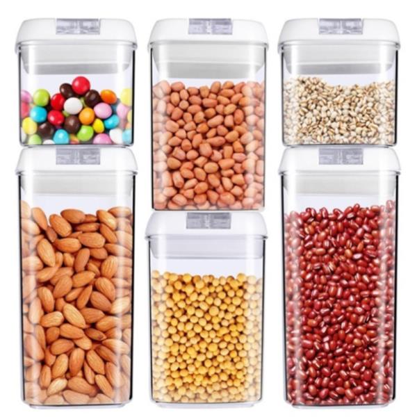 PLASTIC VARIOUS BEANS & NUTS SEALING LID STACKABLE RECTANGLE STORAGE CONTAINER SET