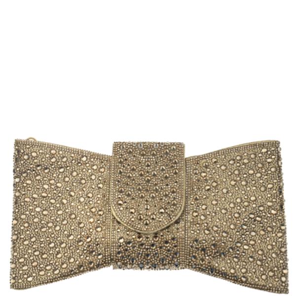 STUDDED BOW DESIGN CLUTCH BAG