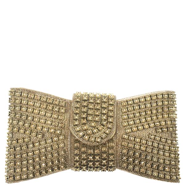 RHINESTONE BOW DESIGN CLUTCH BAG