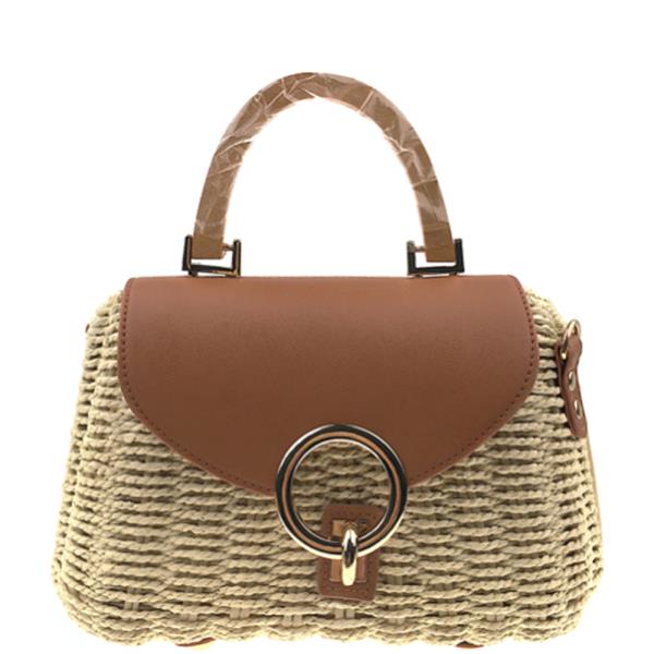 MODERN STRAW FLAP HANDLE SATCHEL BAG