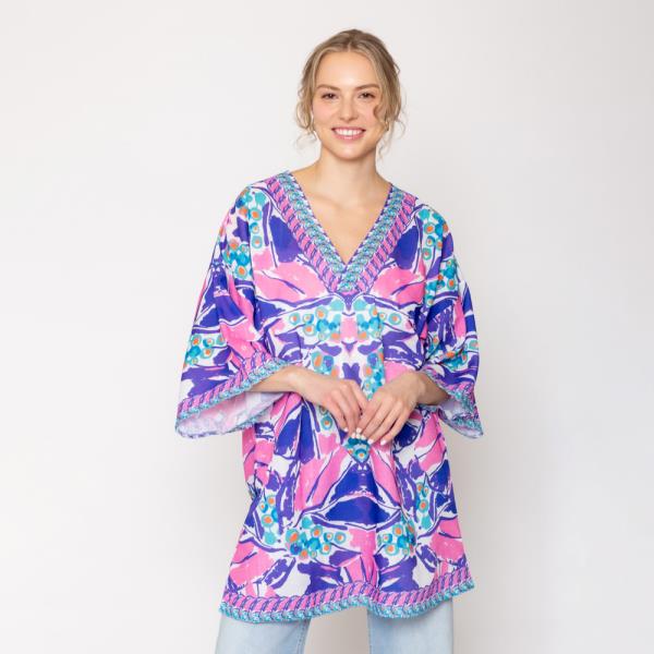 TROPICAL PRINT PONCHO