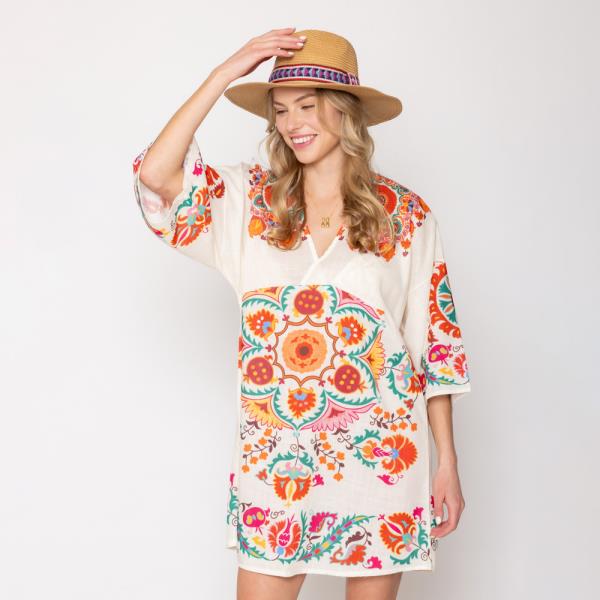 FLORAL BOHO PRINT PONCHO