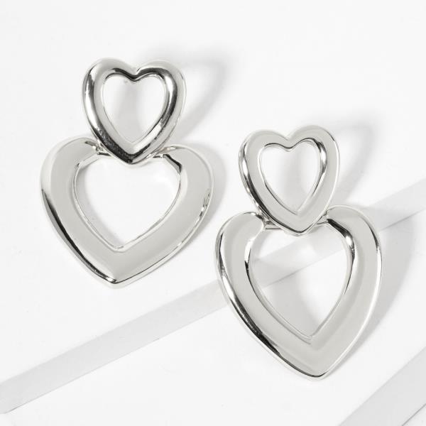 DOUBLE HEART METAL EARRING