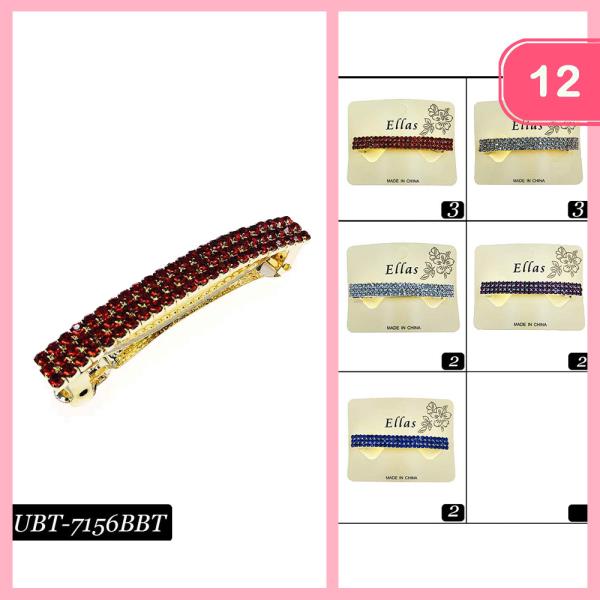 RHINESTONE METAL RECTANGLE BARRETTE (12 UNITS)