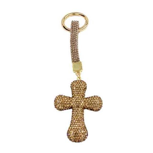 RHINESTONE CROSS KEYCHAIN