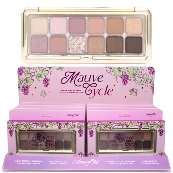 AMORUS MAUVE CYCLE NUDE 12 SHADE PRESSED PIGMENT PALETTE (12 UNITS)