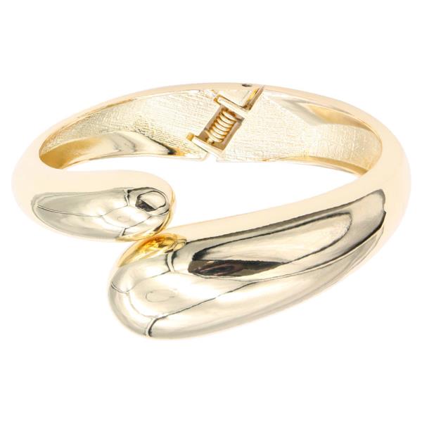 TWO TONE DOME HINGED BANGLE BRACELET
