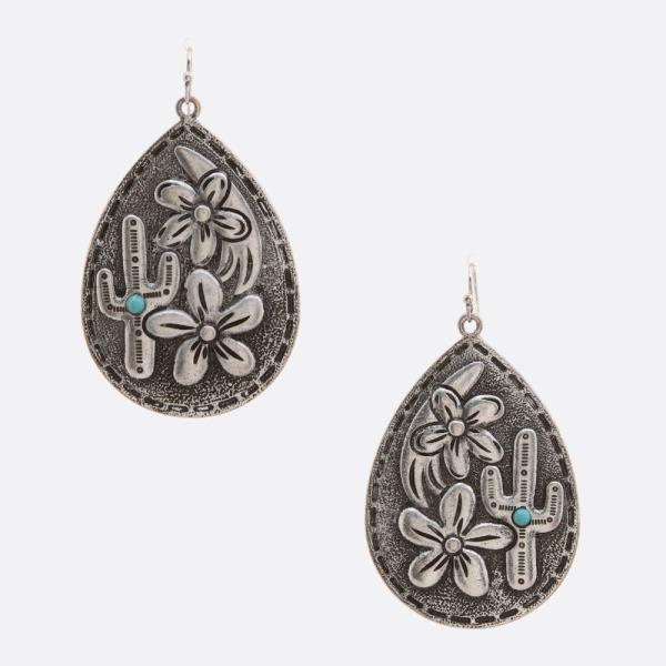 WESTERN STYLE TEARDROP DANGLE EARRING