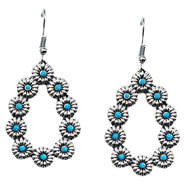 WESTERN STYLE TQ STONE TEARDROP DANGLE EARRING