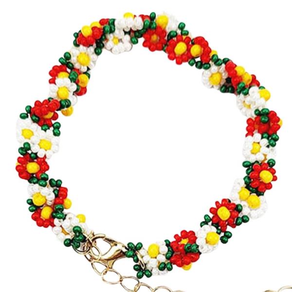 SEED BEAD FLOWER BRACELET