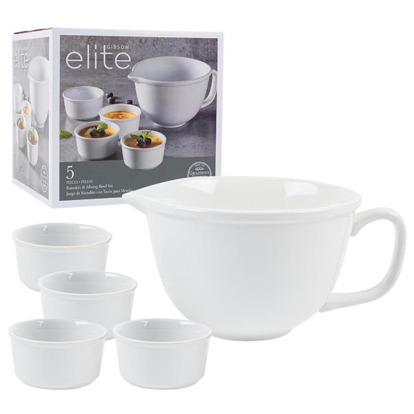 GIBSON ELITE 5PC WHITE MIXING BOWL SET