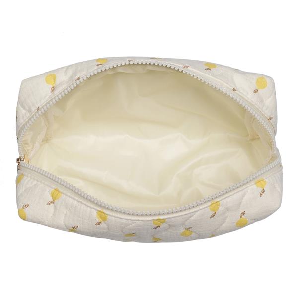 QUILTED PRINTED PATTERN ZIPPER POUCH BAG